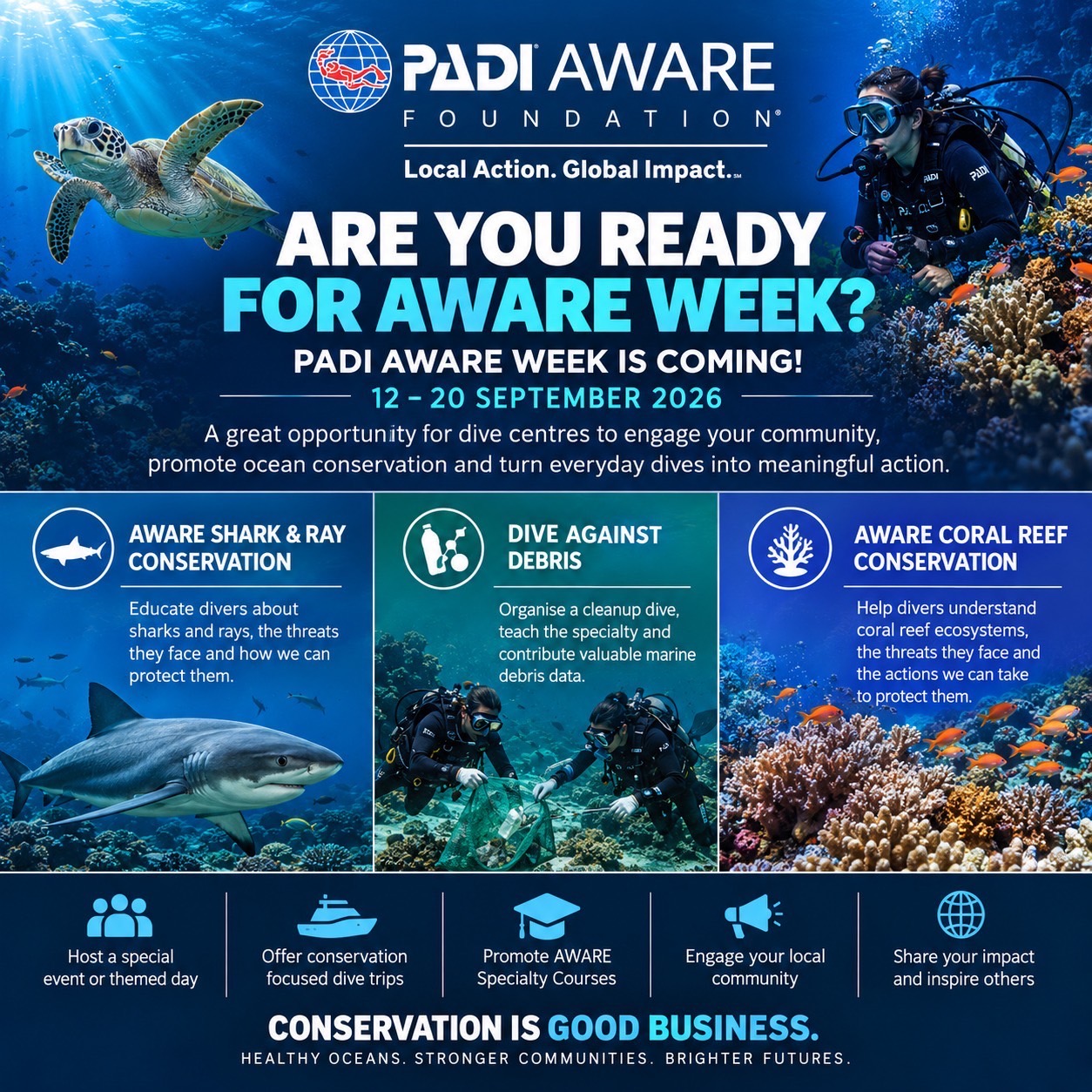 โปสเตอร์ PADI AWARE Week 12-20 กันยายน 2026